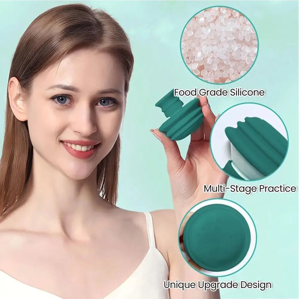 Green Jaw Exerciser,Double Chin Reducer,Facial Yoga for Skin Tighten Firm,Face Exerciser& Jawline Shaper, Jaw Trainer,Facial and Neck Exercise for Women and Men,Double Chin Breathing Exercise Device