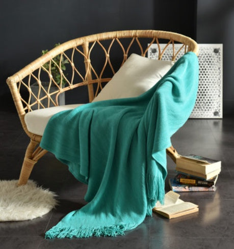 Fringed Knitted Small Blanket Napping Blanket Sofa Blanket null