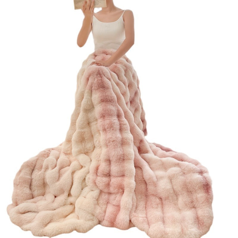 Foreign Trade Rabbit Blanket Fur Rabbit Velvet Blanket High Luxury Rabbit Velvet Blanket Blanket Pillow Winter Velvet Blanket null
