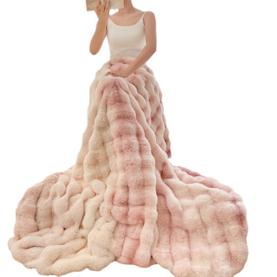 Foreign Trade Rabbit Blanket Fur Rabbit Velvet Blanket High Luxury Rabbit Velvet Blanket Blanket Pillow Winter Velvet Blanket null