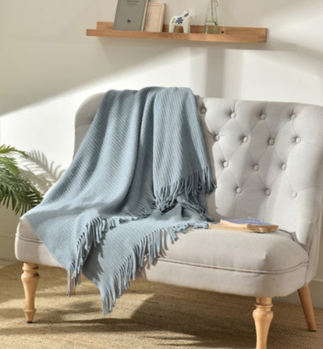 Fringed Knitted Small Blanket Napping Blanket Sofa Blanket null
