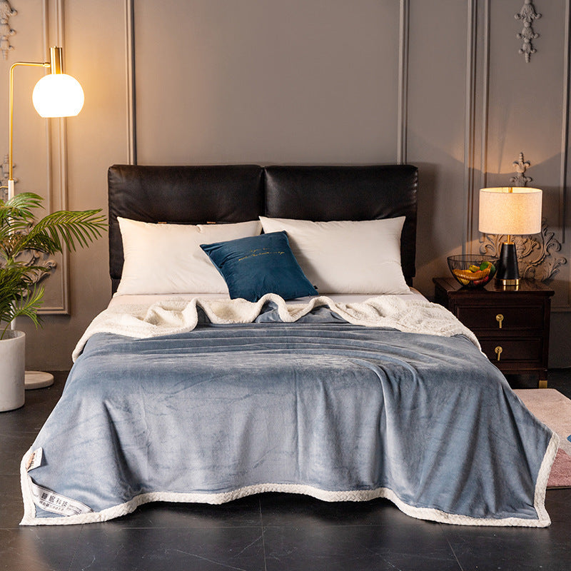 Double fleece blanket fleece blanket thick fleece blanket null