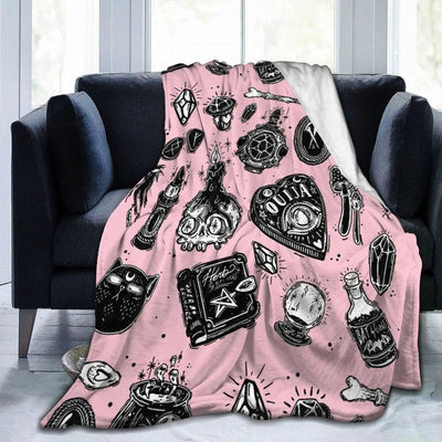 Halloween Witch Blanket Flannel Blanket null