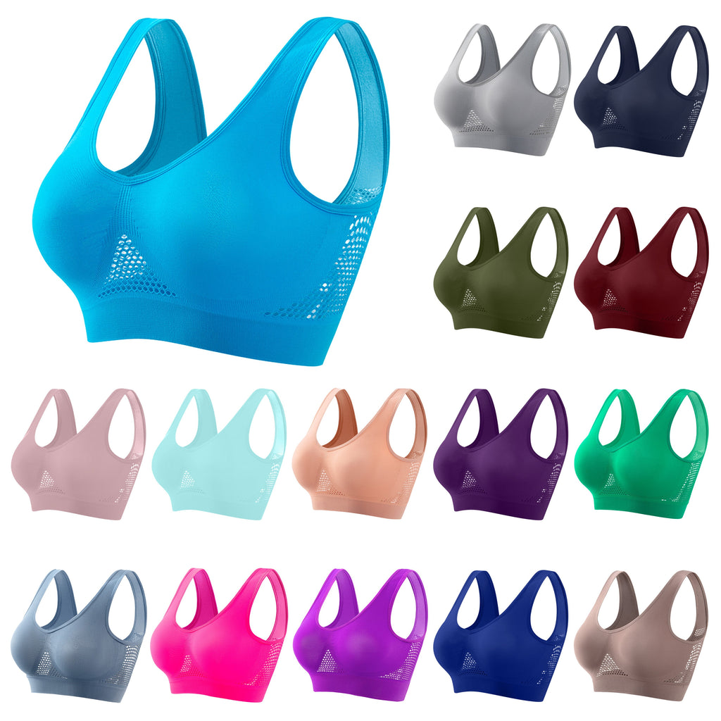 Sports Bras for Women plus Size Breathable Cool Lift up Air Bra Full Coverage Wireless Push up Bra Seamless Bralettes Sales Today Clearance Hot Pink M