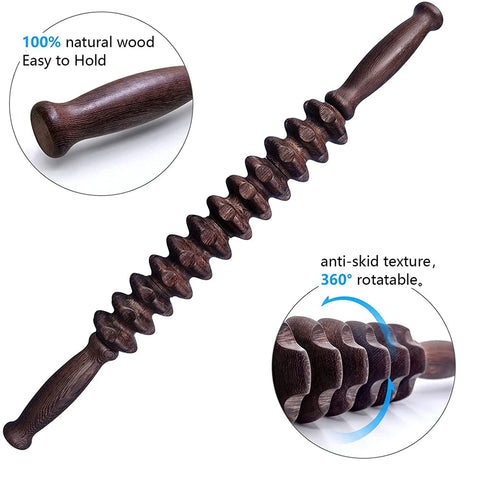 Muscle Roller, Wood Muscle Roller Stick with Trigger Points, Body Muscle Massager Roller for Back Leg, Relieve Muscle Soreness Dig Deep Fitness