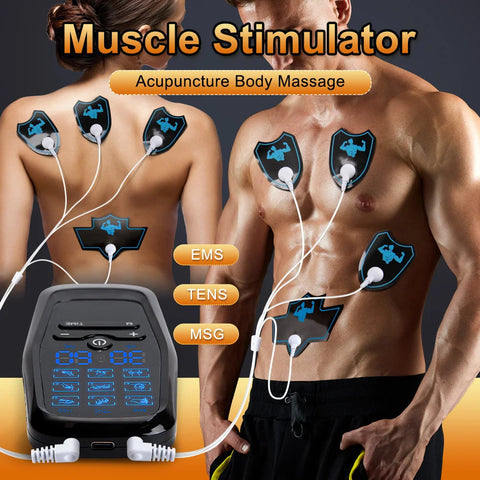 Electric 9 Modes Digital Therapy Muscle Stimulator Physiotherapy Microcurrent Tens electrostimulator EMS Pulse Body Massager Dig Deep Fitness