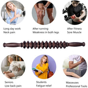 Muscle Roller, Wood Muscle Roller Stick with Trigger Points, Body Muscle Massager Roller for Back Leg, Relieve Muscle Soreness Dig Deep Fitness