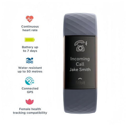 Fitbit Charge 3 Fitness Activity Tracker - Advanced Health & Fitness Tracker for Men & Women Heart Rate Monitor Exercise Tracker Dig Deep Fitness