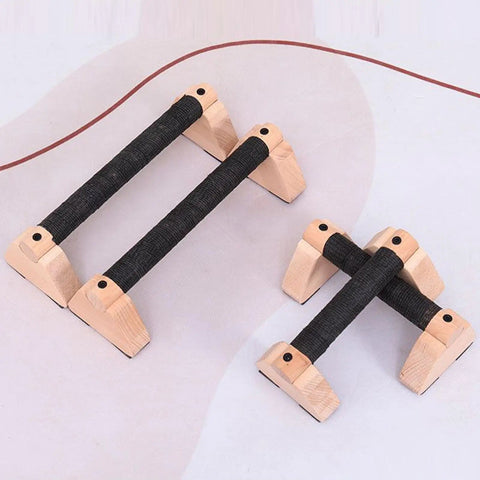 Wood Calisthenics Bar Solid Wood Parallettes Push-Up Bar for Home Gym Floor Workouts Bodyweight Training Dig Deep Fitness