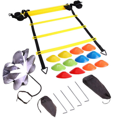 6M 12 Rung Speed Agility Ladder Training Set Field Cones Resistance Parachute Footwork Sport Soccer Football Training Equiment Dig Deep Fitness