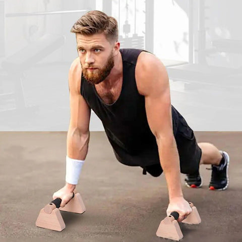 Wood Calisthenics Bar Solid Wood Parallettes Push-Up Bar for Home Gym Floor Workouts Bodyweight Training Dig Deep Fitness