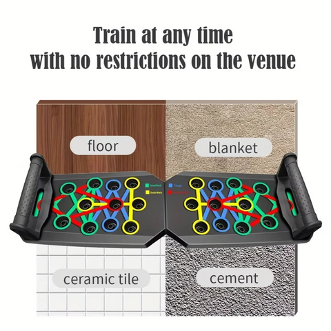 -ABLP Portable Folding Push-Up Board, Multi-Functional Anti-Slip Mat With Handle, Home Fitness Exercise For Chest Dig Deep Fitness