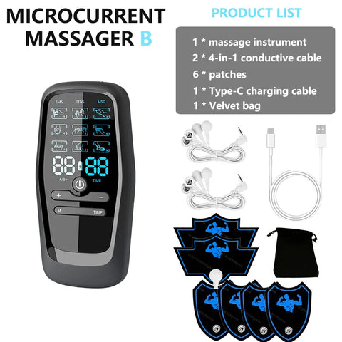 Electric 9 Modes Digital Therapy Muscle Stimulator Physiotherapy Microcurrent Tens electrostimulator EMS Pulse Body Massager Dig Deep Fitness