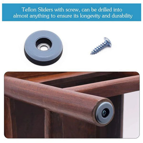 40Pcs Furniture Gliders PTFE Easy Moving Sliders With Screw Floor Protector For Tiled Hardwood Floors Round-AT64 Dig Deep Fitness