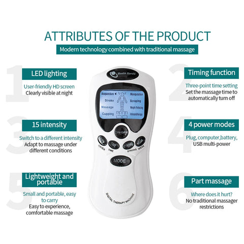 Electric Massage Instrument EMS Tense Machine Pulse Massager Tens Acupuncture Electrical Muscle Stimulator for Neck Back Body Dig Deep Fitness