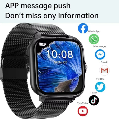 Smart Fitness Tracker Watch for Android/iOS - IP68, Heart Rate/Blood Oxygen/Sleep Monitoring, 8 Sports Modes, Breath Training Dig Deep Fitness