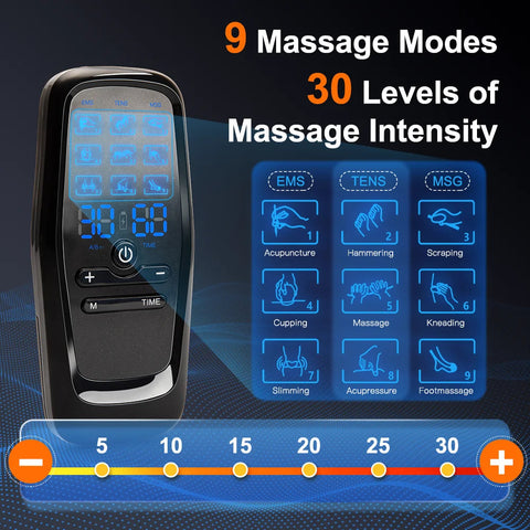 Electric 9 Modes Digital Therapy Muscle Stimulator Physiotherapy Microcurrent Tens electrostimulator EMS Pulse Body Massager Dig Deep Fitness