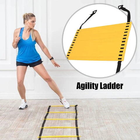 6M 12 Rung Speed Agility Ladder Training Set Field Cones Resistance Parachute Footwork Sport Soccer Football Training Equiment Dig Deep Fitness