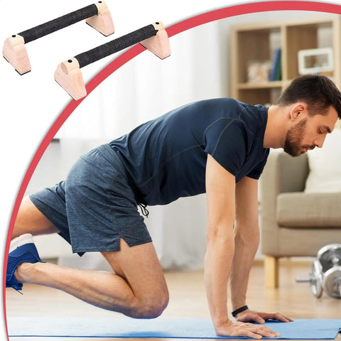 Wood Calisthenics Bar Solid Wood Parallettes Push-Up Bar for Home Gym Floor Workouts Bodyweight Training Dig Deep Fitness