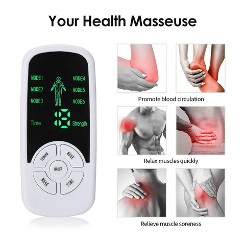 EMS Electric Muscle Therapy Stimulator 6 Modes Tens Unit Machine Meridian Physiotherapy Pulse Abdominal Prostate Body Massager Dig Deep Fitness