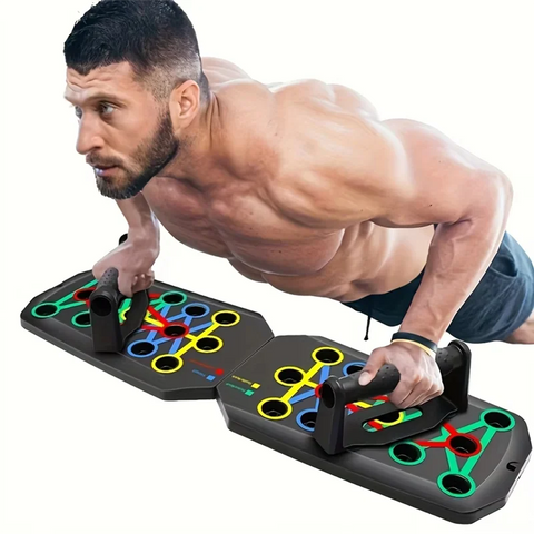 -ABLP Portable Folding Push-Up Board, Multi-Functional Anti-Slip Mat With Handle, Home Fitness Exercise For Chest Dig Deep Fitness