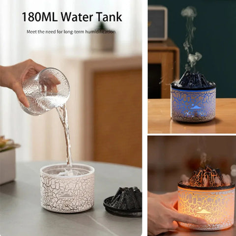 Aromatherapy Essential Oil Diffuser 180Ml Cool Mist Diffuser/Humidifier Flame & Volcano 2 Mist Mode For Bedroom Office Gift Dig Deep Fitness