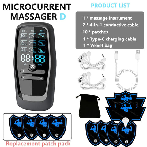 Electric 9 Modes Digital Therapy Muscle Stimulator Physiotherapy Microcurrent Tens electrostimulator EMS Pulse Body Massager Dig Deep Fitness