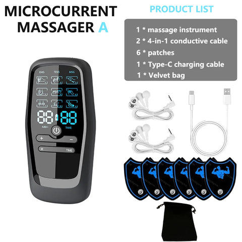 Electric 9 Modes Digital Therapy Muscle Stimulator Physiotherapy Microcurrent Tens electrostimulator EMS Pulse Body Massager Dig Deep Fitness