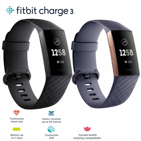 Fitbit Charge 3 Fitness Activity Tracker - Advanced Health & Fitness Tracker for Men & Women Heart Rate Monitor Exercise Tracker Dig Deep Fitness