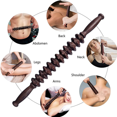 Muscle Roller, Wood Muscle Roller Stick with Trigger Points, Body Muscle Massager Roller for Back Leg, Relieve Muscle Soreness Dig Deep Fitness
