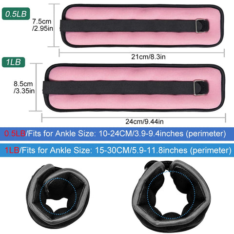 1 Pair Ankle Wrist Weights (0.25kg/0.5kg Each Pack) for Women Men, New Arm Leg Weights Set with Adjustable Straps for Exercise Dig Deep Fitness