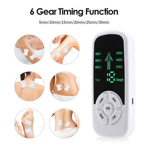 EMS Electric Muscle Therapy Stimulator 6 Modes Tens Unit Machine Meridian Physiotherapy Pulse Abdominal Prostate Body Massager Dig Deep Fitness