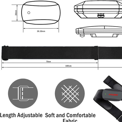 Heart Rate Monitor Chest Strap Bluetooth 5.0 ANT+ IP67 Waterproof Heart Rate Sensor Belt Real-Time Heart Rate Data and Runninng Dig Deep Fitness