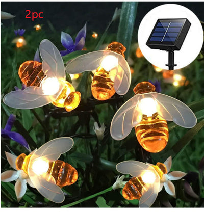 Solar New String Lights 20Led Little Bee Christmas Lanterns Flashing Lights Christmas String Lights Garden Decoration Lights null