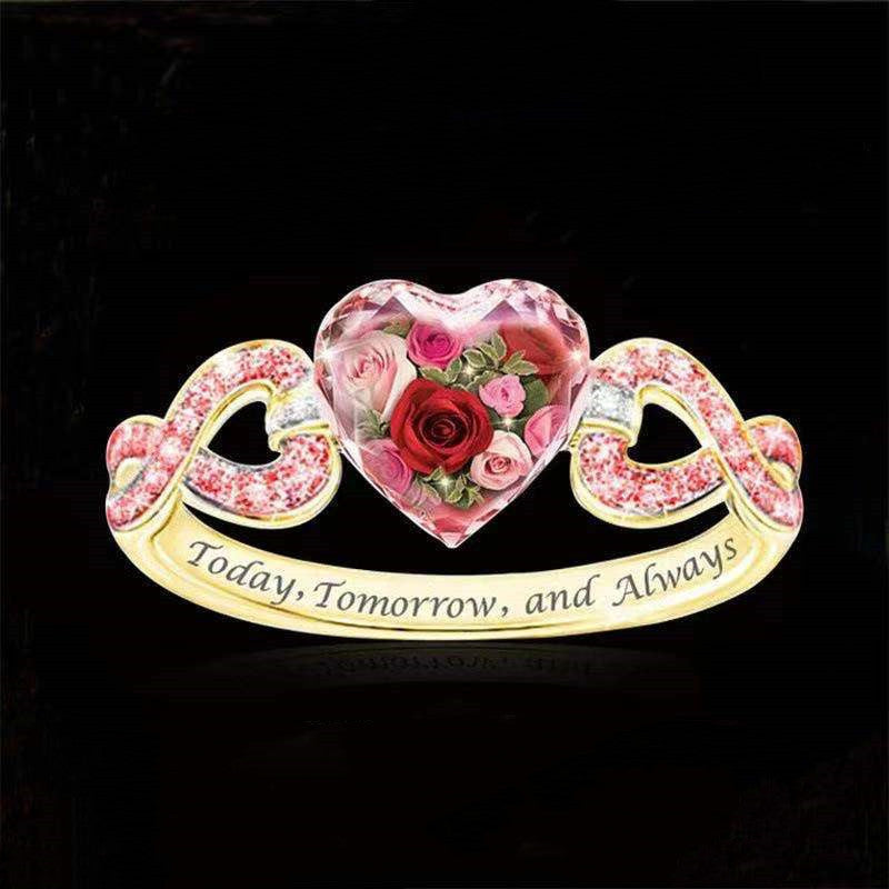 Gem Rose Heart Wreath Engagement Ring null