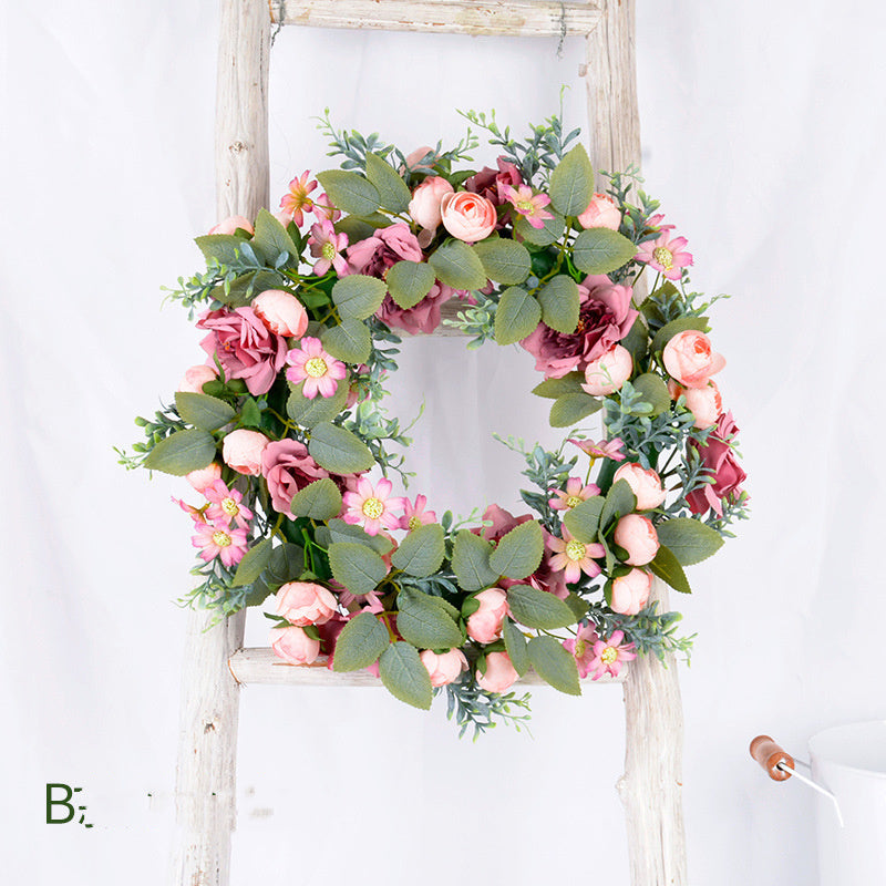 Grass Ring Eucalyptus  Leaves Peony Sun Wreath null