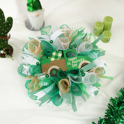 Shamrock Ribbon Wreath Irish Festival Pendant Ornament null