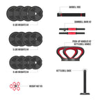Smartbell Gym, 60 Lbs. 4-In-1 Adjustable Interchangeable Dumbbell, Barbell, and Kettlebell Weight Set, Black