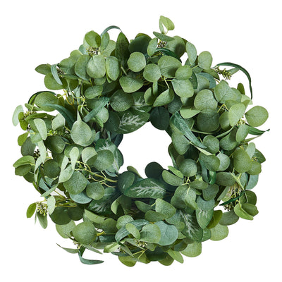Artificial Decorative Wreath 26 In Green Eucalyptus Leaves Year Round Wreath null
