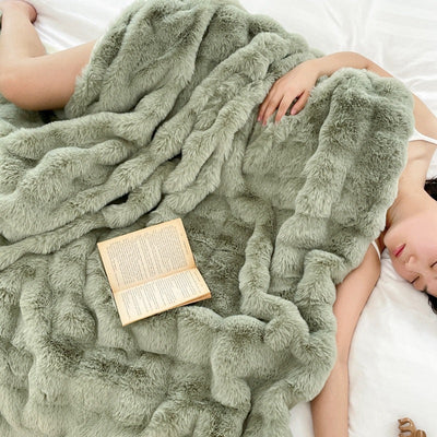 Foreign Trade Rabbit Blanket Fur Rabbit Velvet Blanket High Luxury Rabbit Velvet Blanket Blanket Pillow Winter Velvet Blanket null