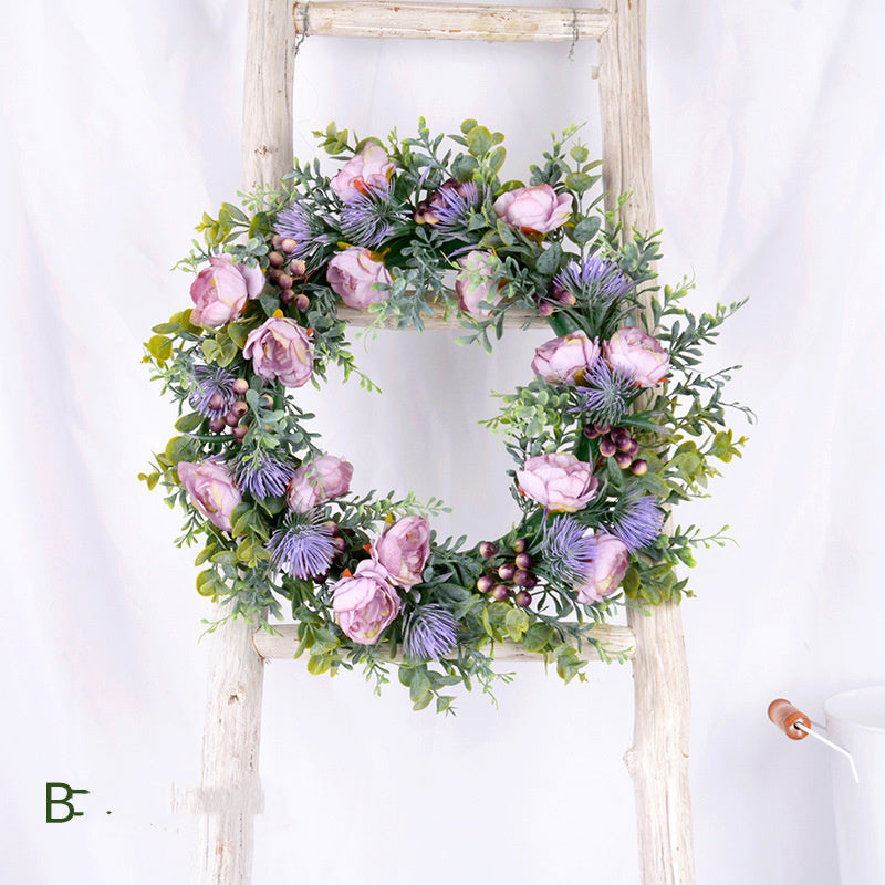 Grass Ring Eucalyptus  Leaves Peony Sun Wreath null