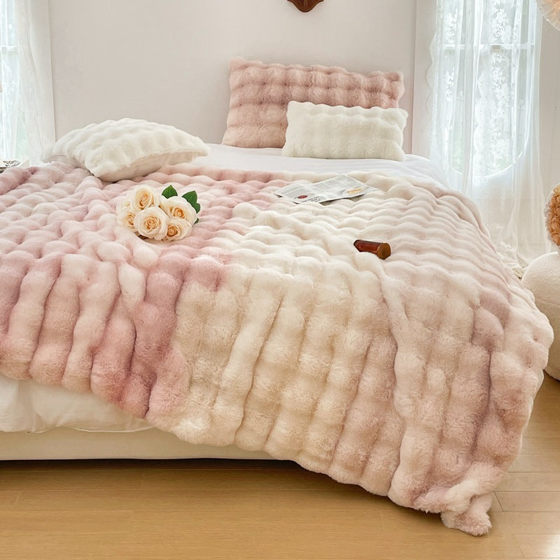 Foreign Trade Rabbit Blanket Fur Rabbit Velvet Blanket High Luxury Rabbit Velvet Blanket Blanket Pillow Winter Velvet Blanket null