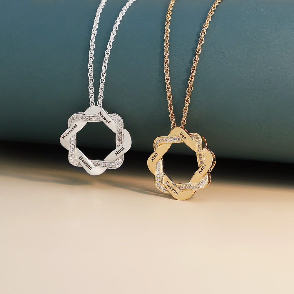 DIY Lettering Square Diamond Wreath Necklace null