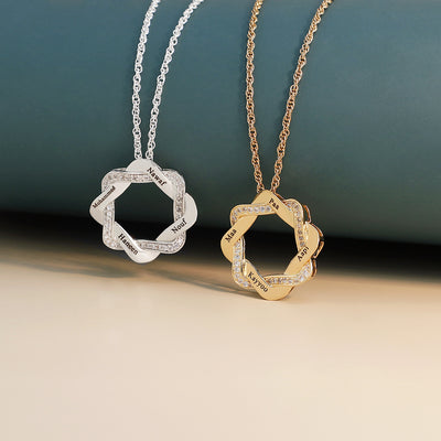 DIY Lettering Square Diamond Wreath Necklace null