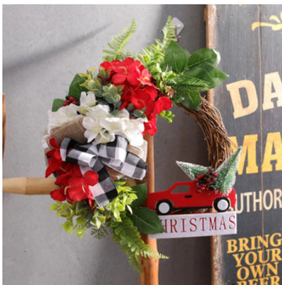 Rattan Circle Simulation Christmas Wreath Door Hanging Wreath Pendant null