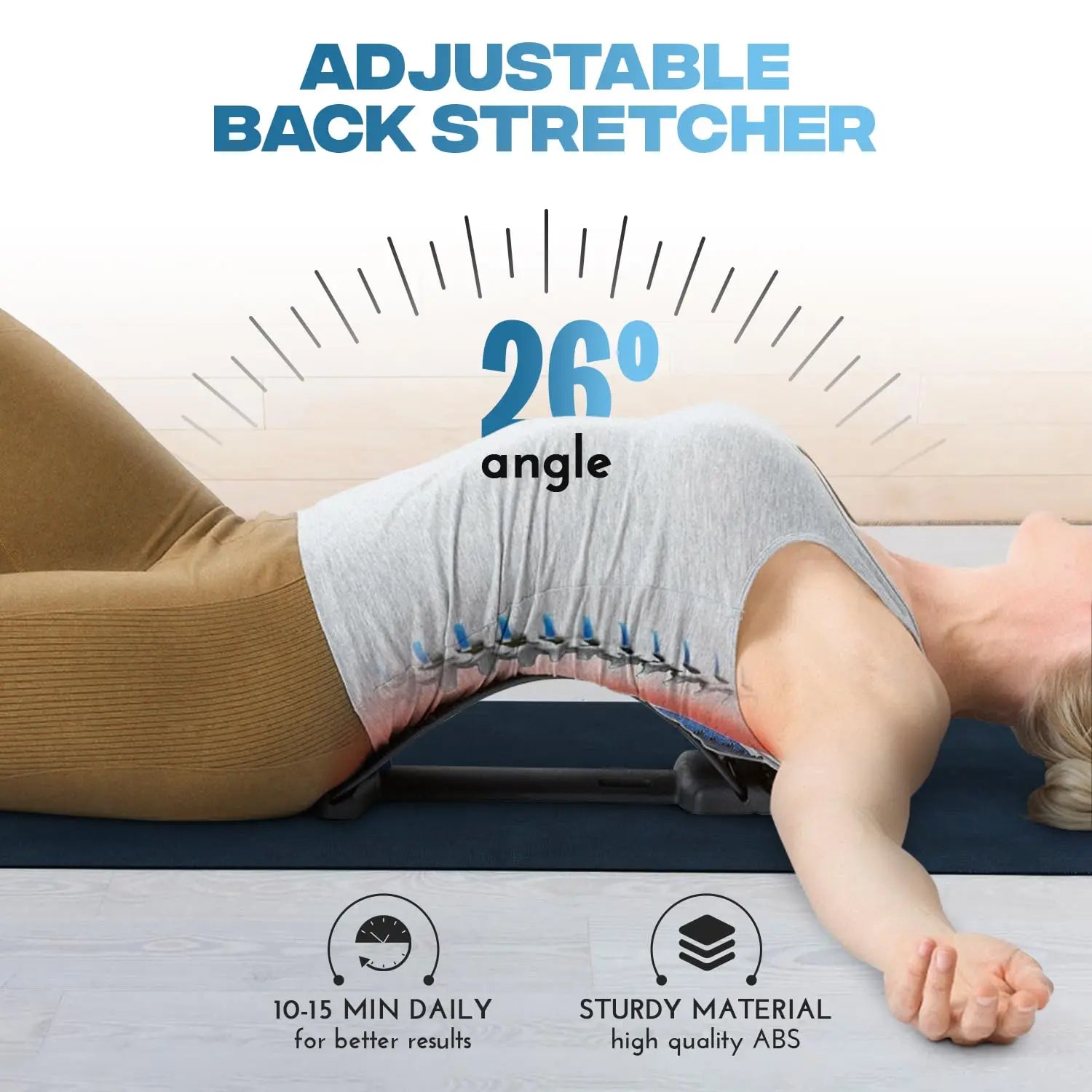 Back Stretcher for Lower Back Pain Relief, 4 Level Adjustable Lumbar Cracker Board Massager, Stretching Device for Scoliosis, Sciatica