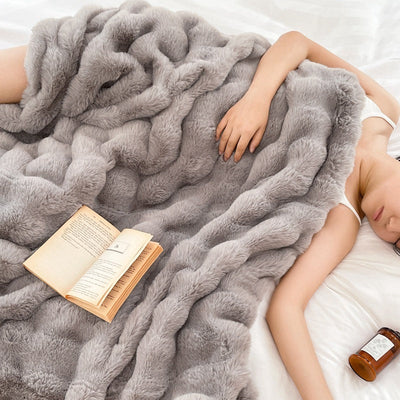 Foreign Trade Rabbit Blanket Fur Rabbit Velvet Blanket High Luxury Rabbit Velvet Blanket Blanket Pillow Winter Velvet Blanket null