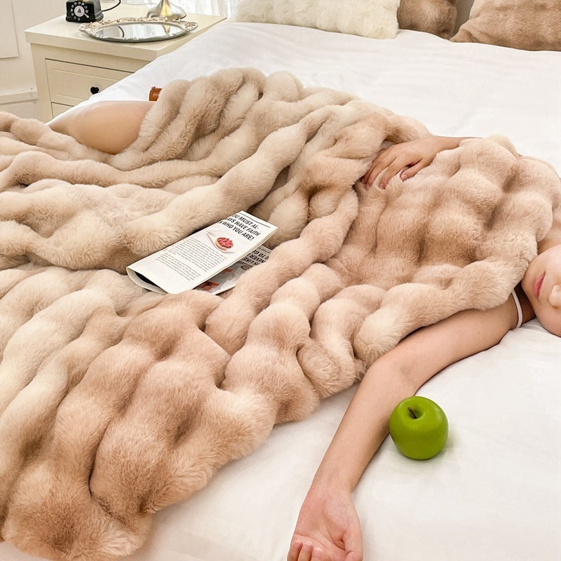 Foreign Trade Rabbit Blanket Fur Rabbit Velvet Blanket High Luxury Rabbit Velvet Blanket Blanket Pillow Winter Velvet Blanket null