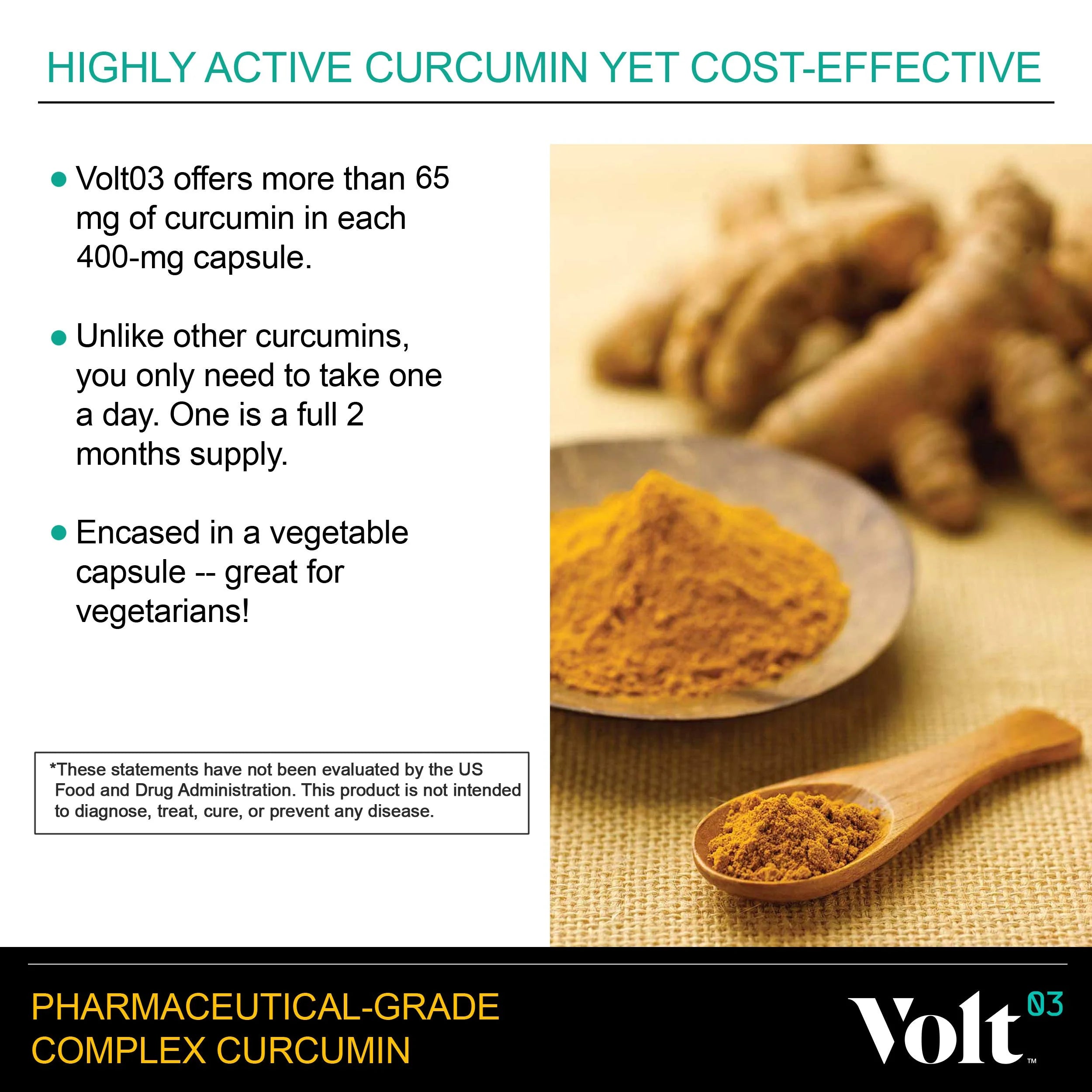 Pharmaceutical-Grade Turmeric Curcumin Capsules | Turmeric Capsules and Curcumin Supplements for Immune Support | Natural Joint Support Turmeric Herbal Supplements 400 Mg